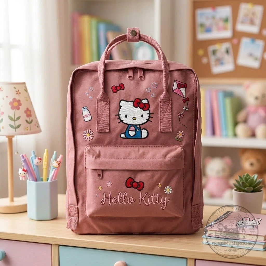 Hello Kitty Embroidered Kawaii Character Backpack for School and Travel 8 Hello Kitty Embroidered Kawaii Character Backpack for School and Travel