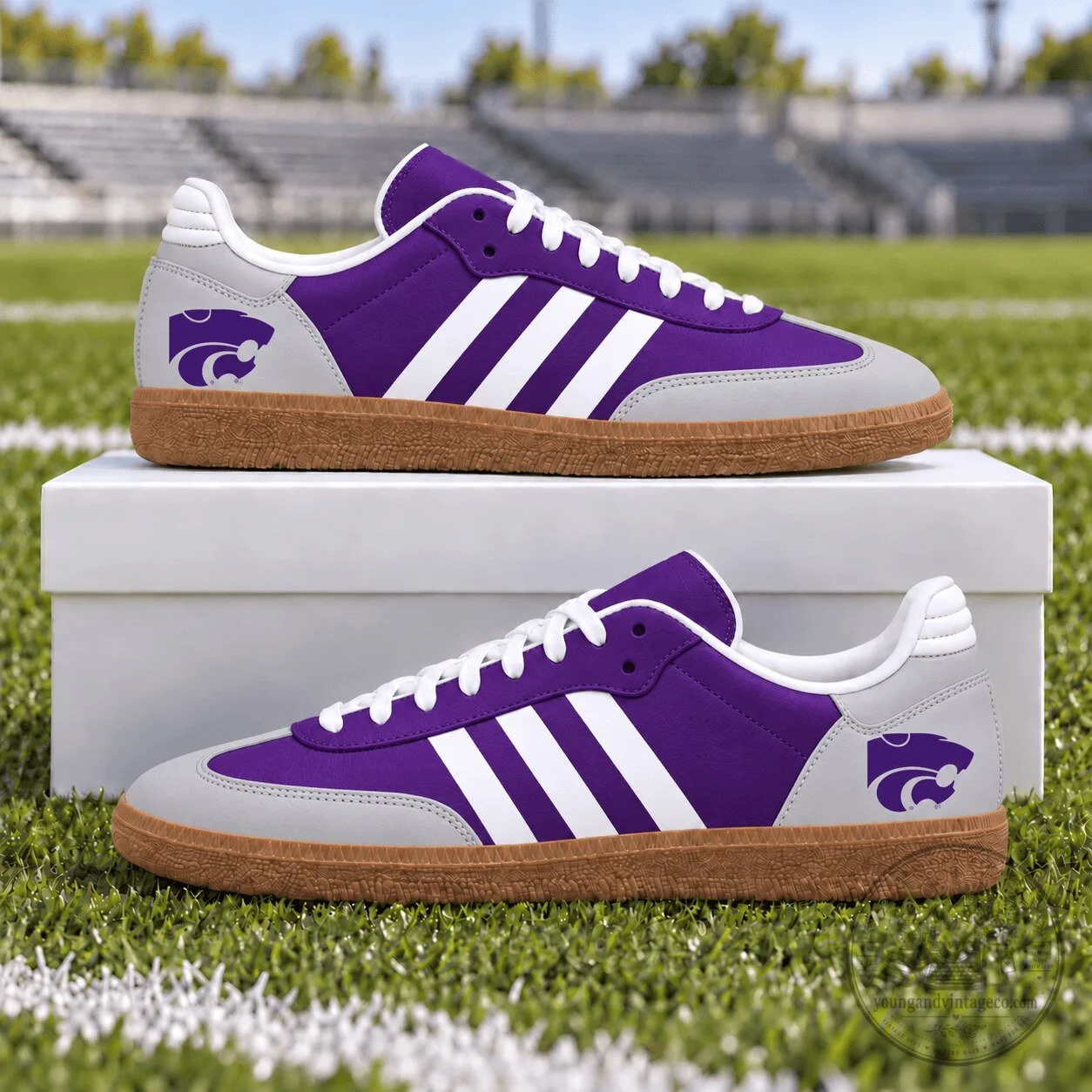Kansas State Wildcats Purple and White Striped Sneakers Shoes 1 Kansas State Wildcats Purple and White Striped Sneakers Shoes