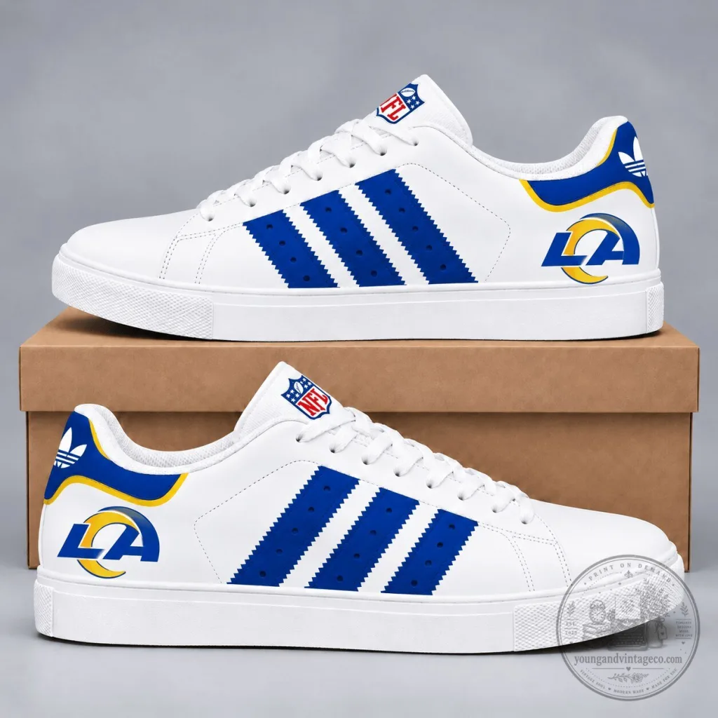 Los Angeles Rams NFL Legacy Superstar White and Blue Stripe Shoes Los Angeles Rams NFL Legacy Superstar White and Blue Stripe Shoes