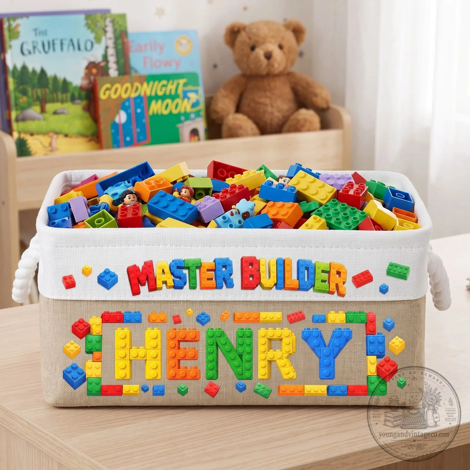 Personalized Master Builder Building Blocks Storage Basket For Kids 7 Personalized Master Builder Building Blocks Storage Basket For Kids