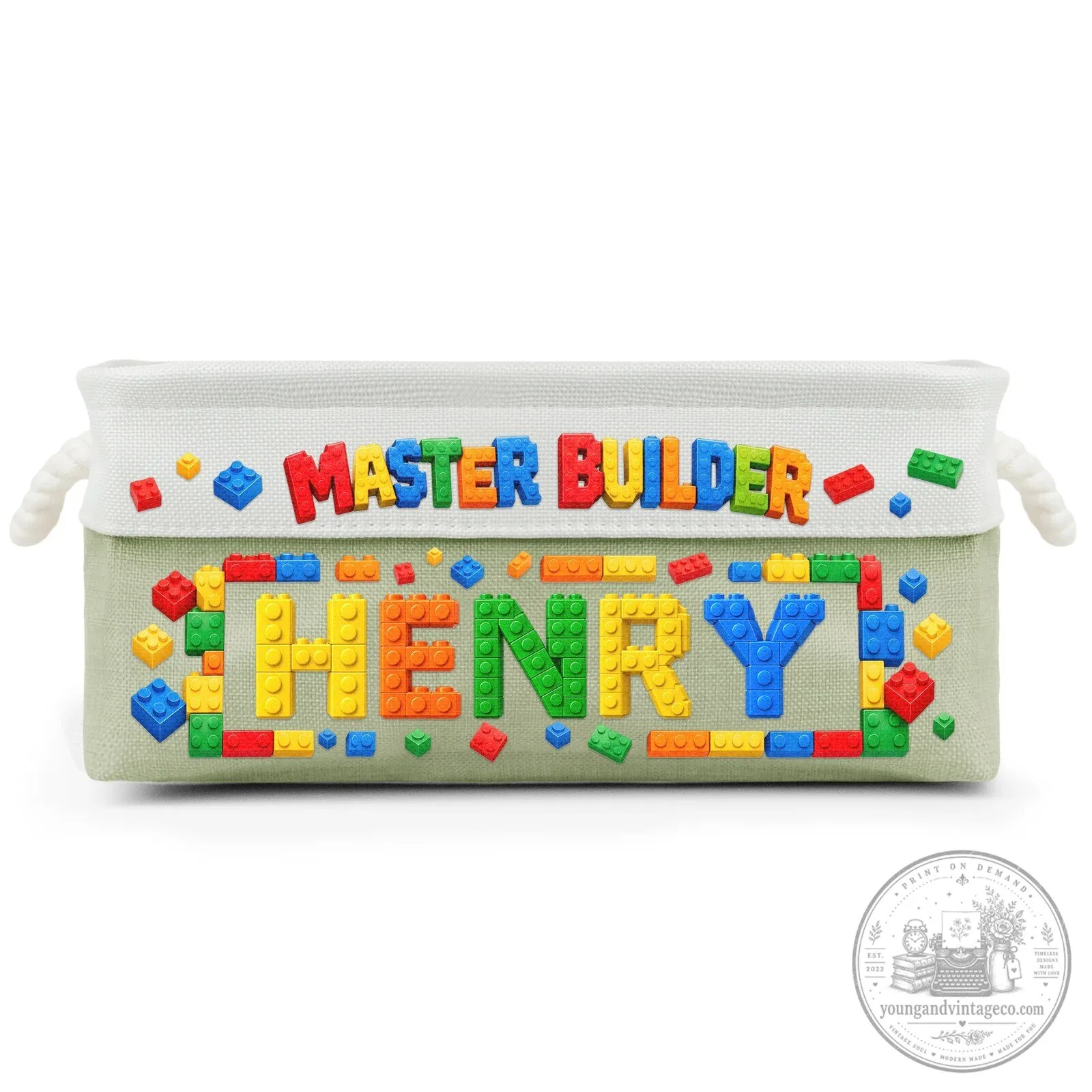 Personalized Master Builder Building Blocks Storage Basket For Kids 10 Personalized Master Builder Building Blocks Storage Basket For Kids