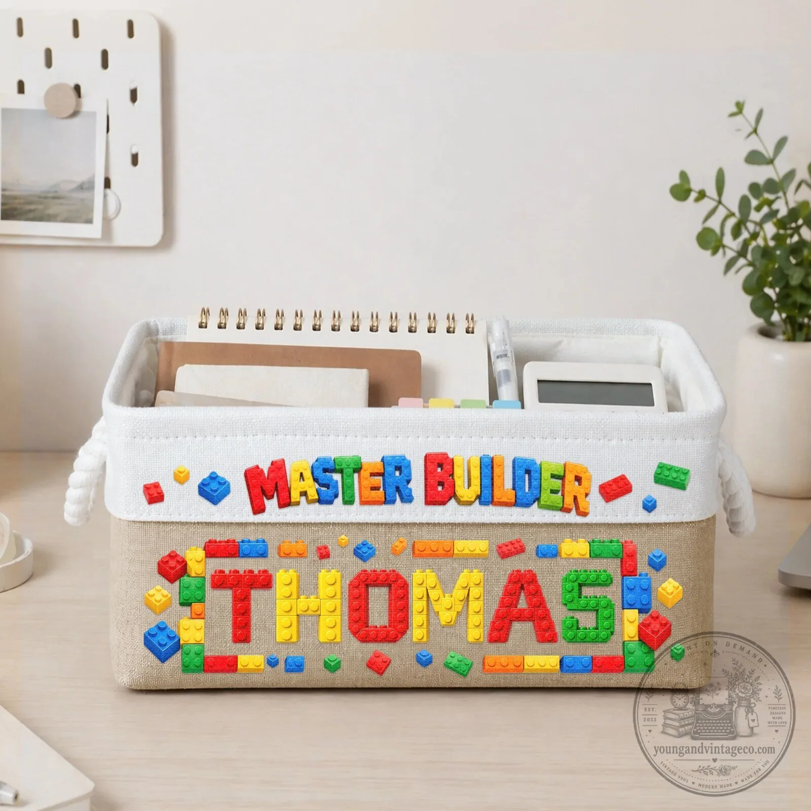 Personalized Master Builder Building Blocks Storage Basket For Kids 11 Personalized Master Builder Building Blocks Storage Basket For Kids