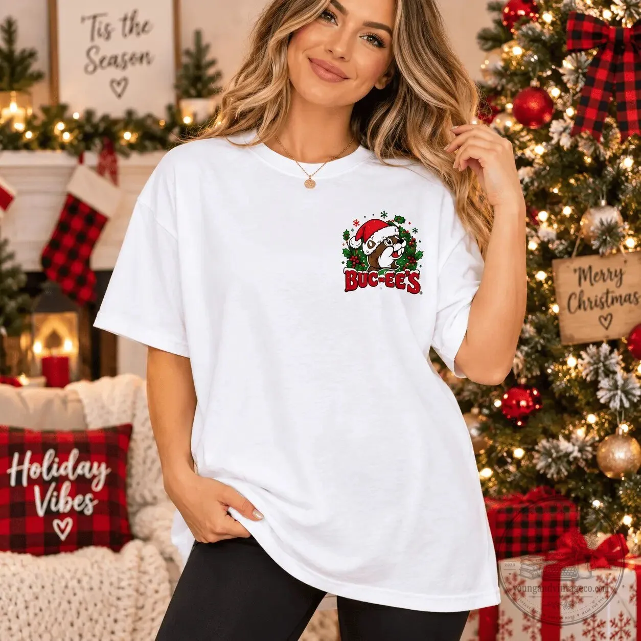 Buc-ee's Christmas Jingle All The Way Holiday White T-Shirt 9 Buc-ee