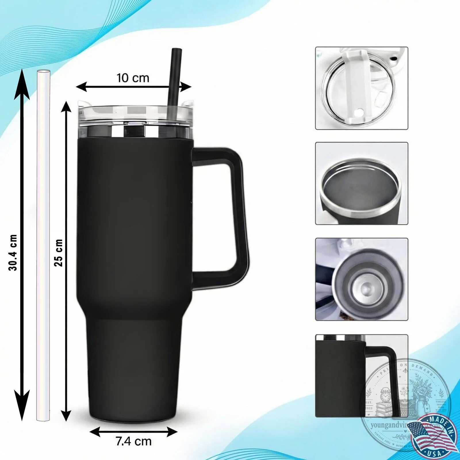 Personalized Custom Text Design Insulated Stainless Steel Tumbler with Handle 5 Personalized Custom Text Design Insulated Stainless Steel Tumbler with Handle