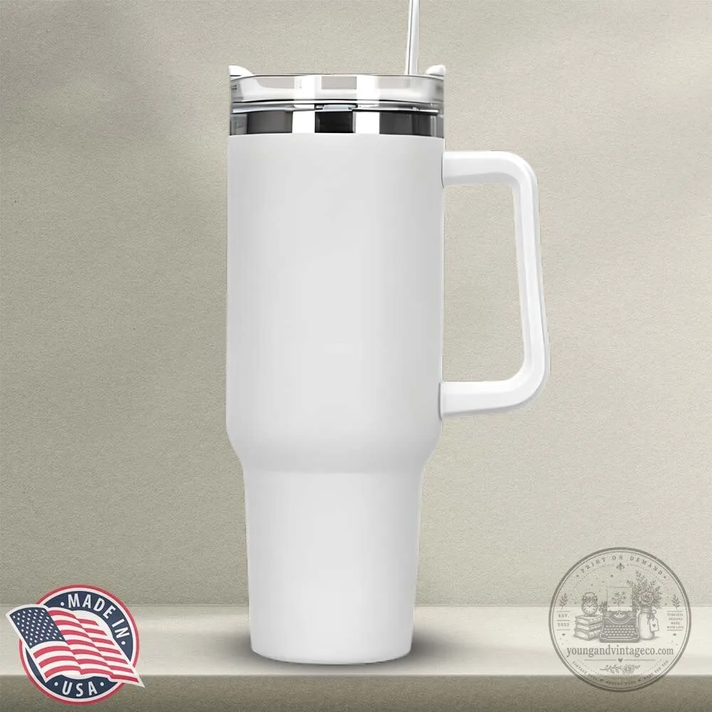 Personalized Custom Text Design Insulated Stainless Steel Tumbler with Handle 6 Personalized Custom Text Design Insulated Stainless Steel Tumbler with Handle