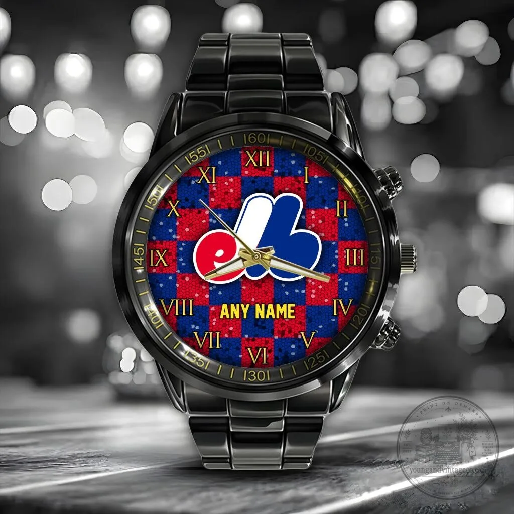 Montreal Expos Personalized Name Black Stainless Steel Watch 3 Montreal Expos Personalized Name Black Stainless Steel Watch