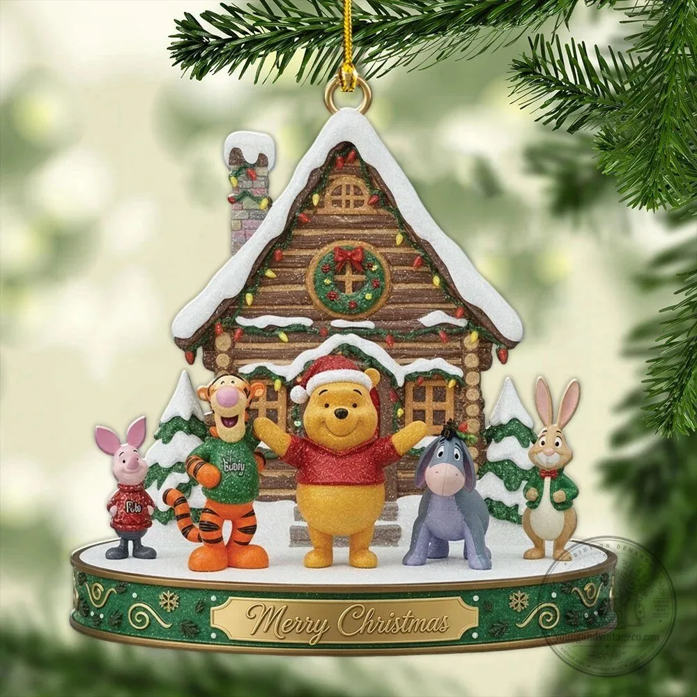 Winnie The Pooh And Friends Merry Christmas Holiday Ornament