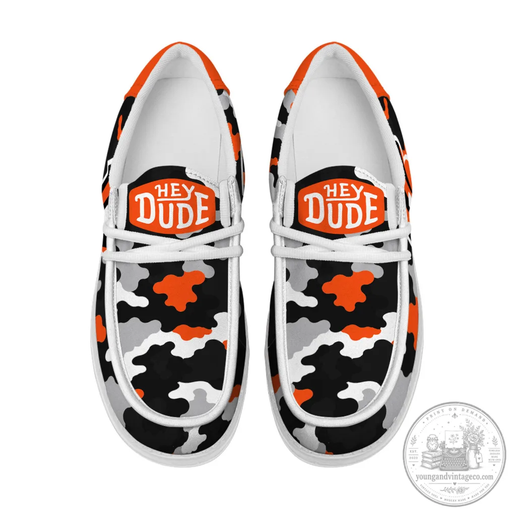 Hey Dude Shoes Camouflage Orange Gray Black Slip-On Loafers 22 Hey Dude Shoes Camouflage Orange Gray Black Slip-On Loafers