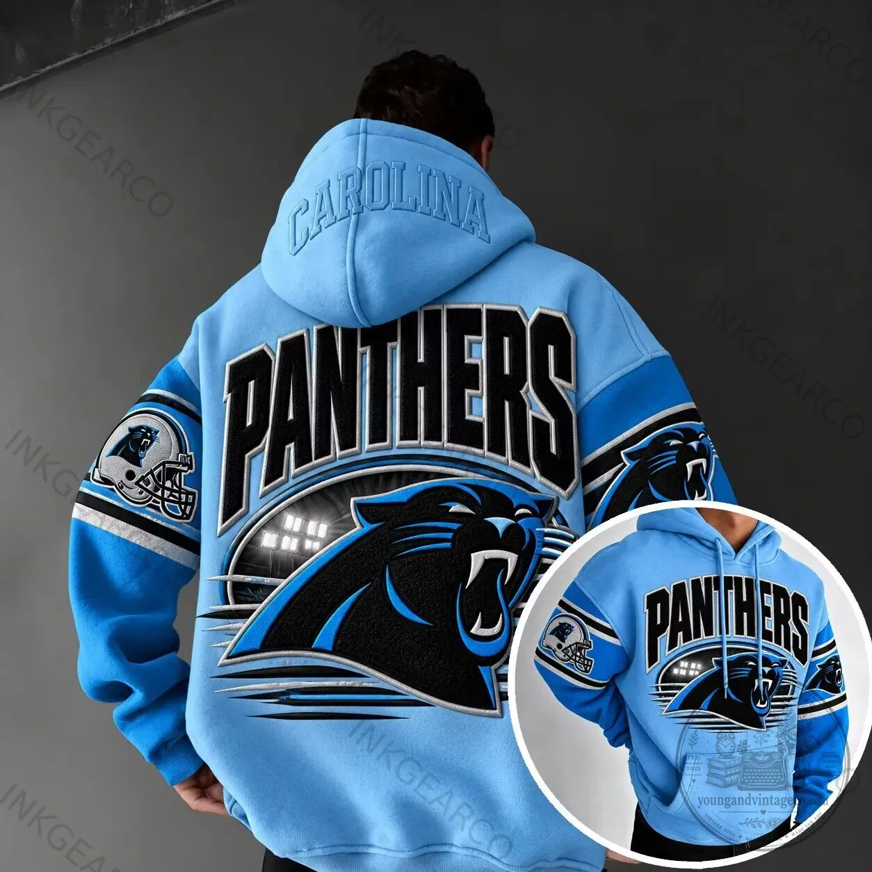 Light Blue Hoodie for Carolina Panthers Football Team