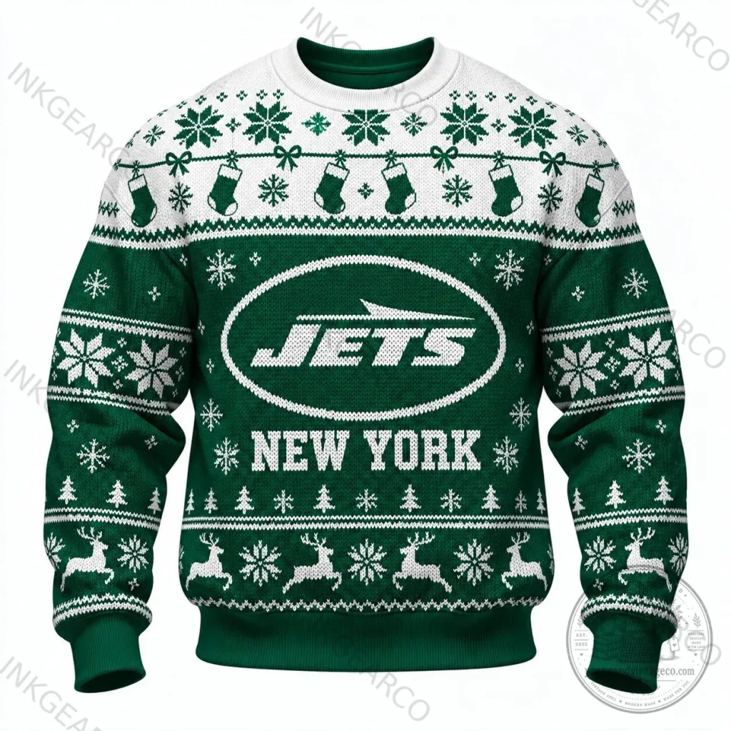 New York Jets Christmas Holiday Ugly Sweater Style Sweatshirt New York Jets Christmas Holiday Ugly Sweater Style Sweatshirt