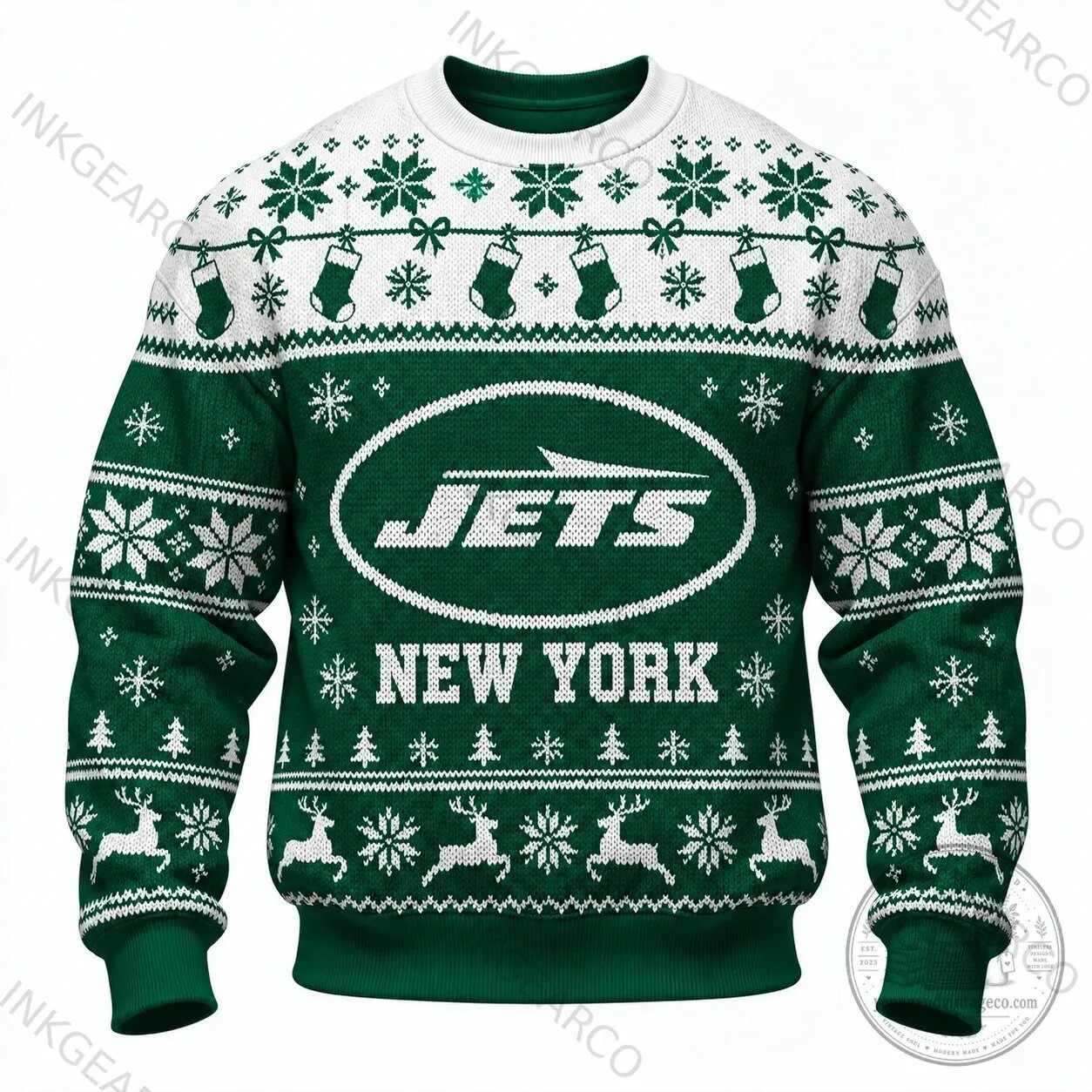 New York Jets Christmas Holiday Ugly Sweater Style Sweatshirt 1 New York Jets Christmas Holiday Ugly Sweater Style Sweatshirt