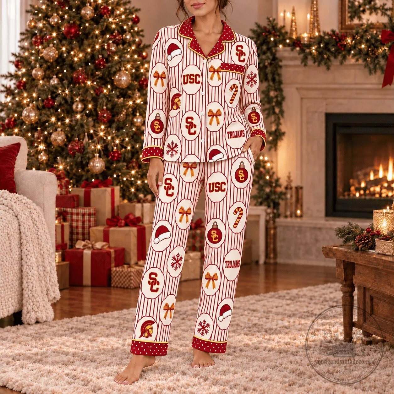 University of Southern California Trojans Christmas Pajamas Set