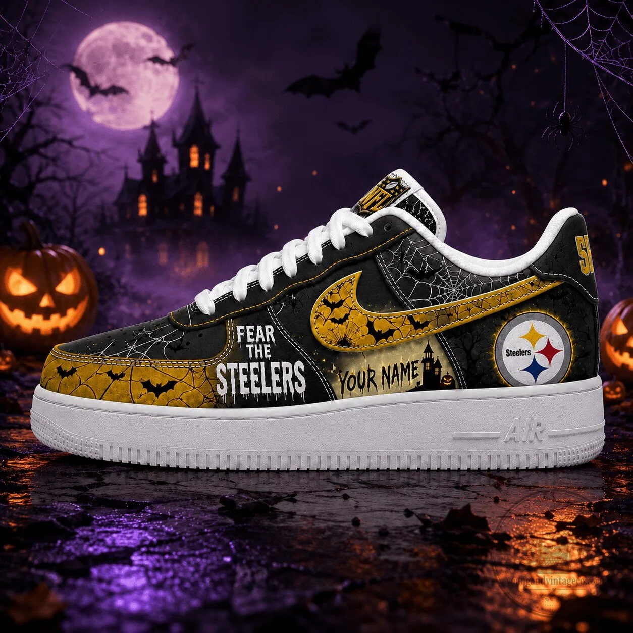 Pittsburgh Steelers Halloween Fear The Steelers Custom Name Air Force 1 Shoes