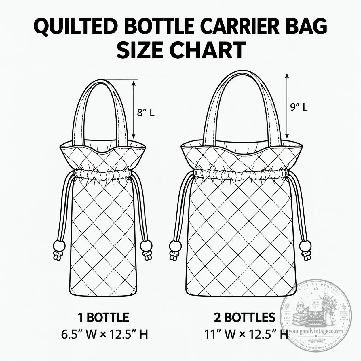 Christmas Santa Claus Quilted Wine Bottle Carrier Bag with Drawstring 7 Christmas Santa Claus Quilted Wine Bottle Carrier Bag with Drawstring