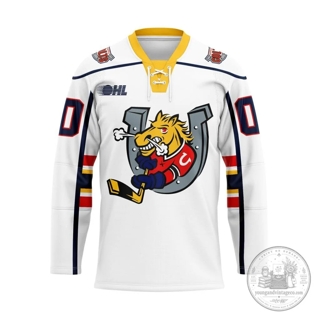 Barrie Colts OHL White Lace Hockey Jersey Personalized with Name and Number 1 Barrie Colts OHL White Lace Hockey Jersey Personalized with Name and Number