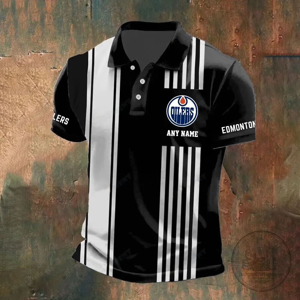 Barrie Colts OHL White Lace Hockey Jersey Personalized with Name and Number 3 Edmonton Oilers Personalized Striped Black and White Polo Shirt