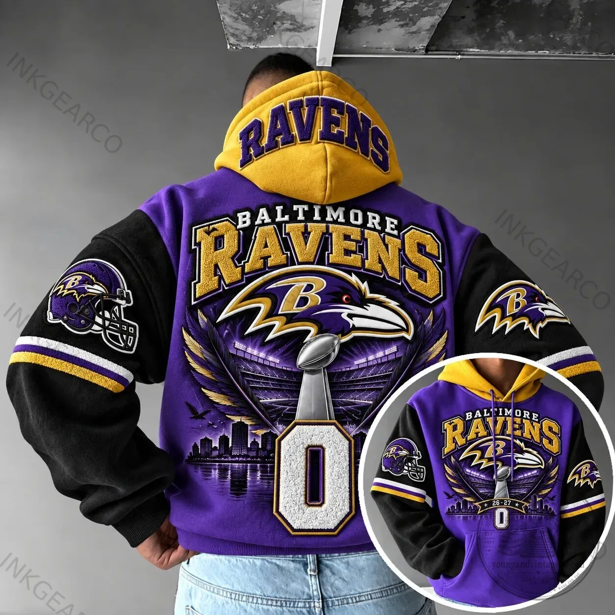 Varsity Hoodie for Baltimore Ravens Super Bowl Champion Football Team