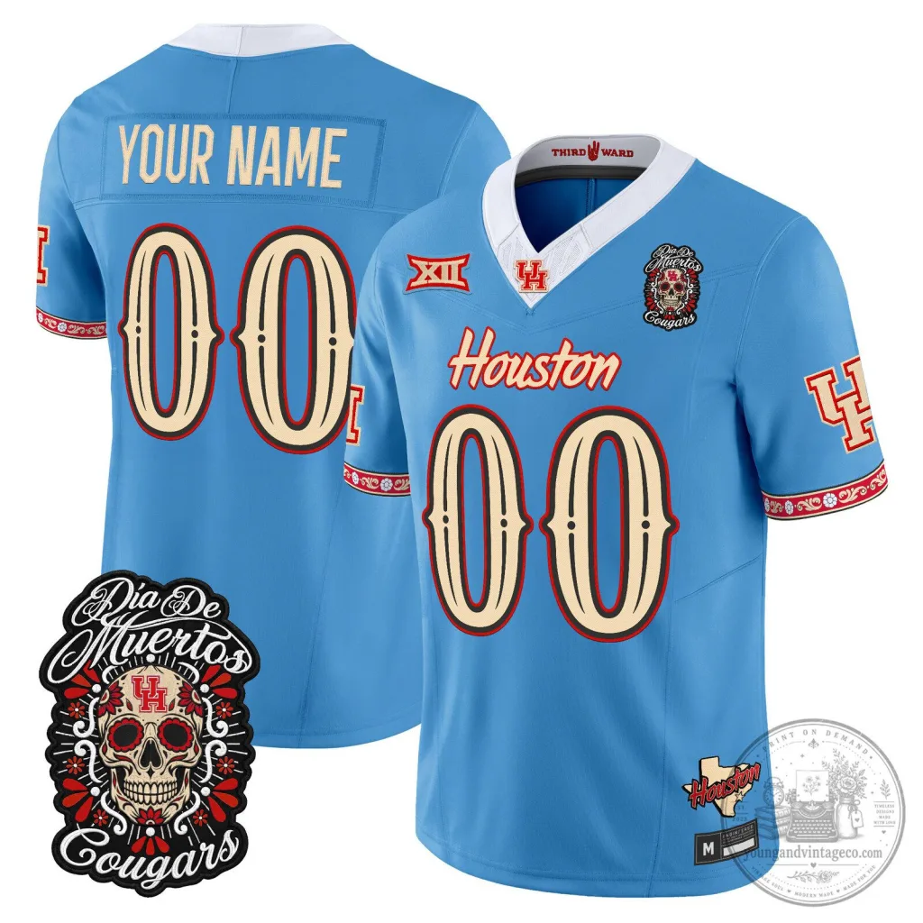 Football Jersey for Houston Cougars - Dia de los Muertos Edition Football Jersey for Houston Cougars - Dia de los Muertos Edition