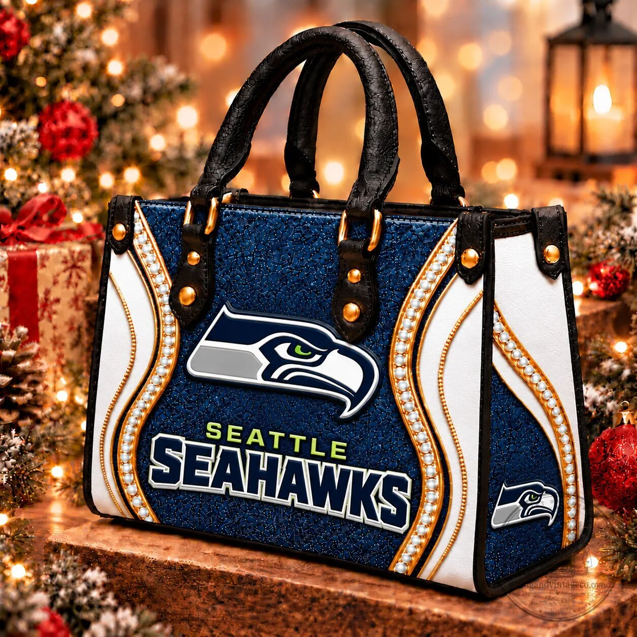 Women’s Premium Leather Handbag featuring Seattle Seahawks NFL Design