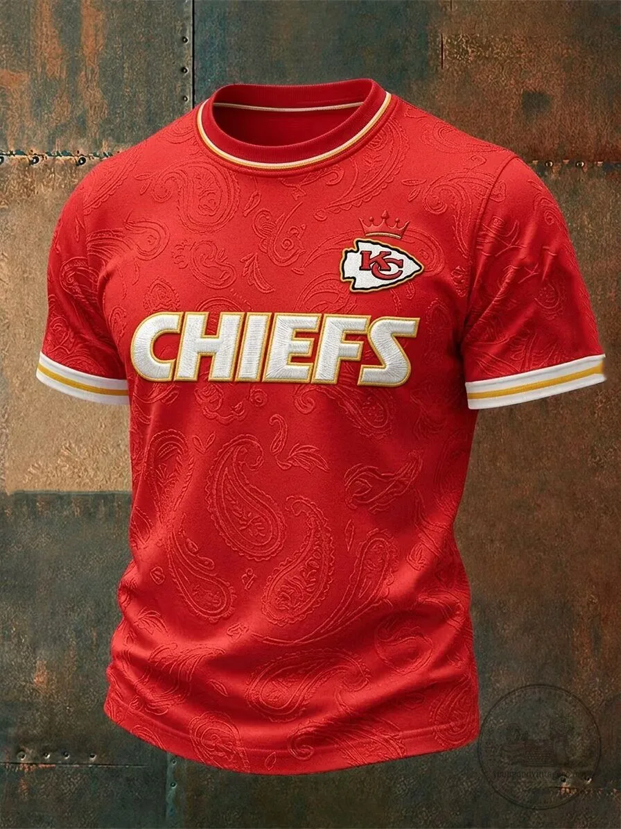Kansas City Chiefs Paisley Print Red Football Jersey 1 Kansas City Chiefs Paisley Print Red Football Jersey