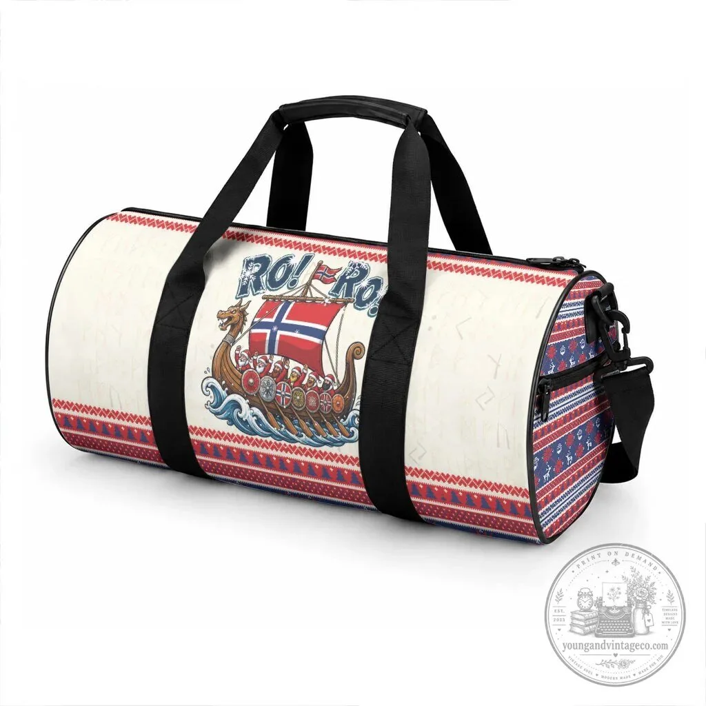 Norway Viking Ship Ro Ro Duffle Bag with Norwegian Flag and Christmas Pattern 5 Norway Viking Ship Ro Ro Duffle Bag with Norwegian Flag and Christmas Pattern