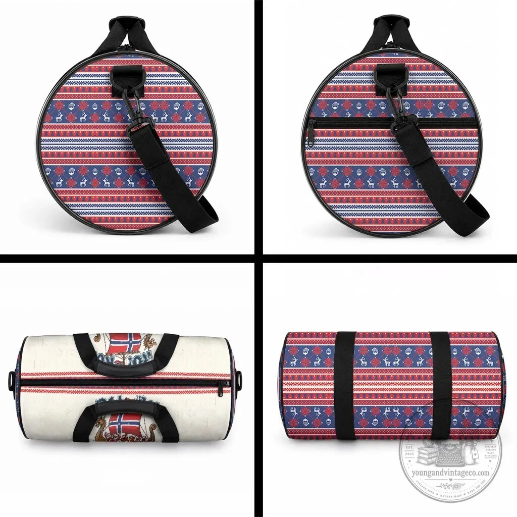 Norway Viking Ship Ro Ro Duffle Bag with Norwegian Flag and Christmas Pattern 7 Norway Viking Ship Ro Ro Duffle Bag with Norwegian Flag and Christmas Pattern