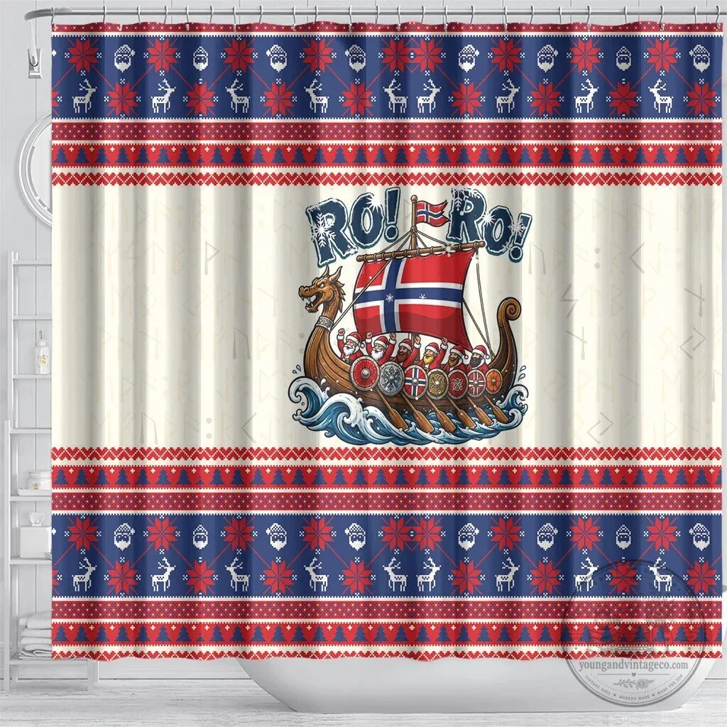 Norway Christmas Ro Ro Viking Santa Claus Holiday Bathroom Shower Curtain 8 Norway Christmas Ro Ro Viking Santa Claus Holiday Bathroom Shower Curtain