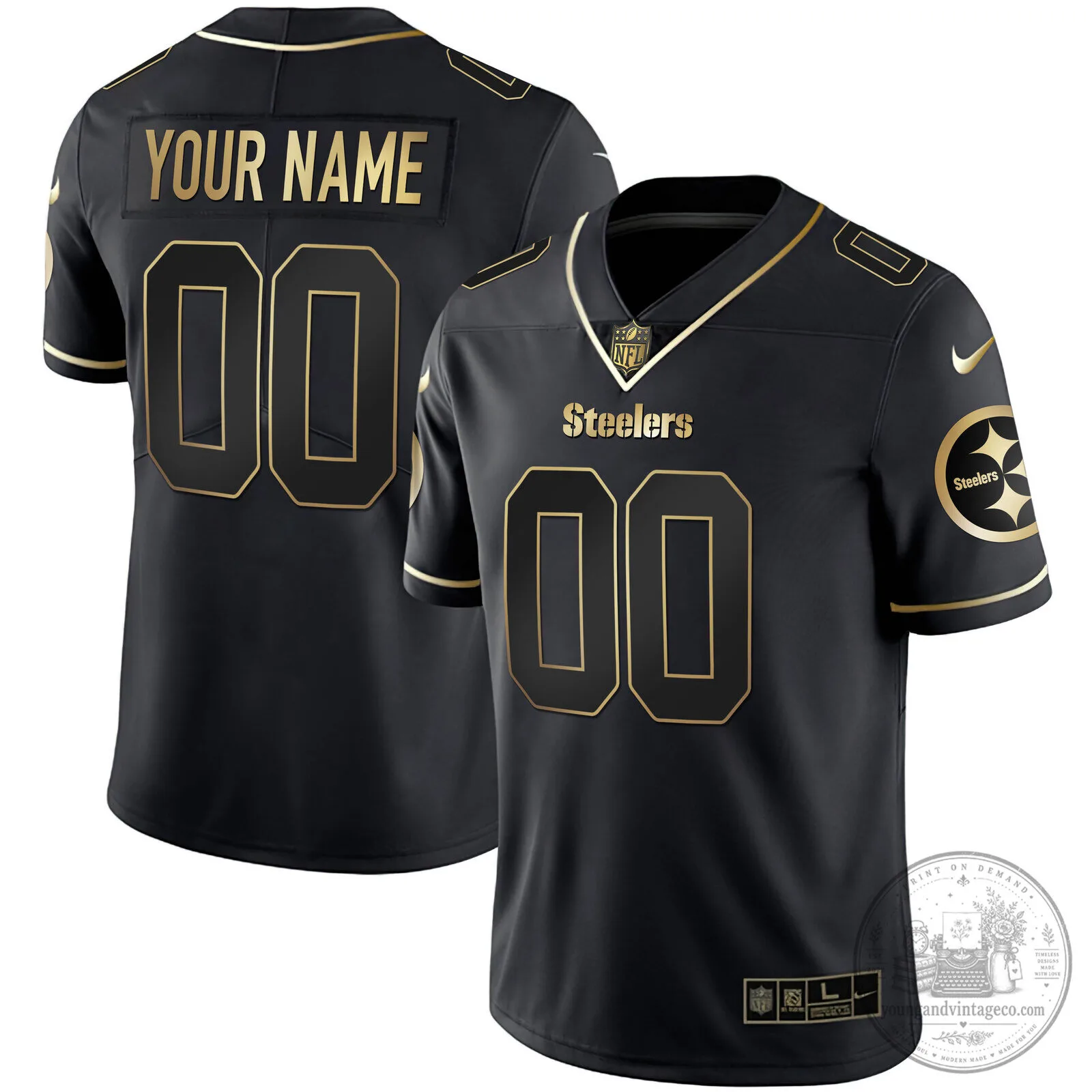 Pittsburgh Steelers White Gold Custom Name and Number Football Jersey 5 Pittsburgh Steelers White Gold Custom Name and Number Football Jersey