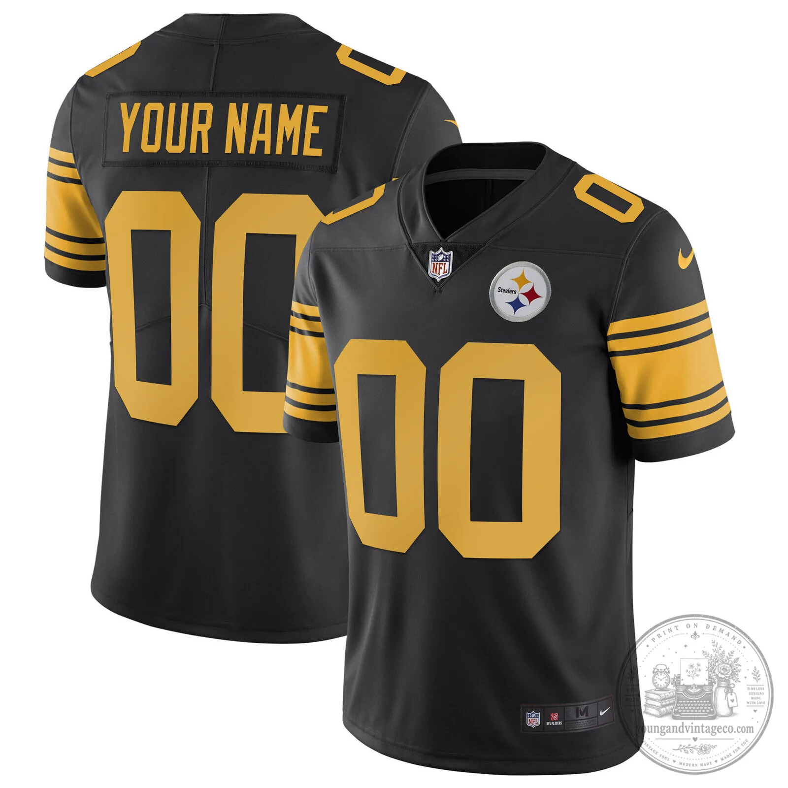 Pittsburgh Steelers White Gold Custom Name and Number Football Jersey 7 Pittsburgh Steelers White Gold Custom Name and Number Football Jersey