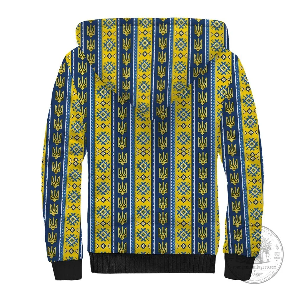 Ukraine Trident Pattern Sherpa Lined Full Zip Hoodie 3 Ukraine Trident Pattern Sherpa Lined Full Zip Hoodie