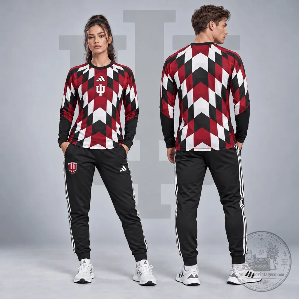 Indiana Hoosiers Diamond Chevron Pattern Long Sleeve Performance Shirt Indiana Hoosiers Diamond Chevron Pattern Long Sleeve Performance Shirt