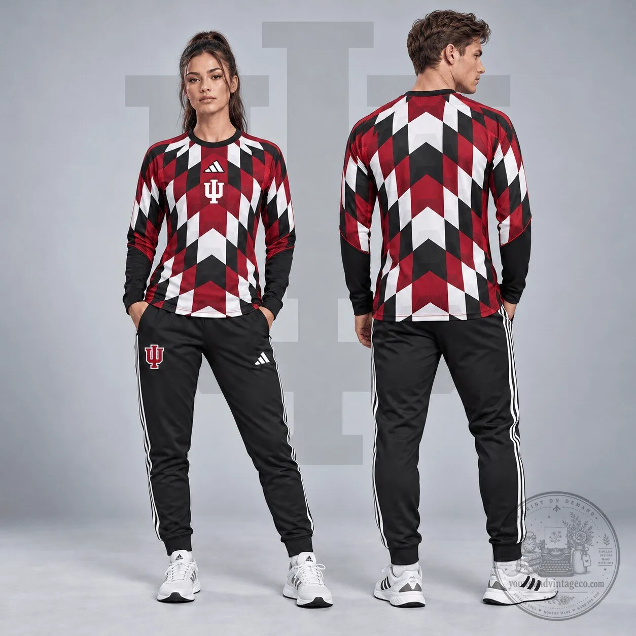 Indiana Hoosiers Diamond Chevron Pattern Long Sleeve Performance Shirt