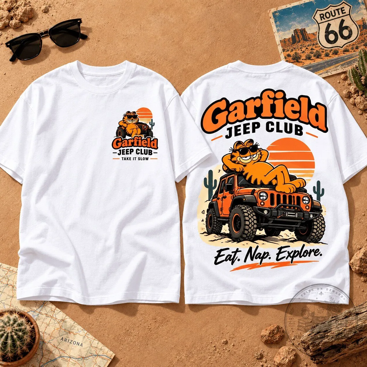 Garfield Jeep Club Eat Nap Explore T-Shirt