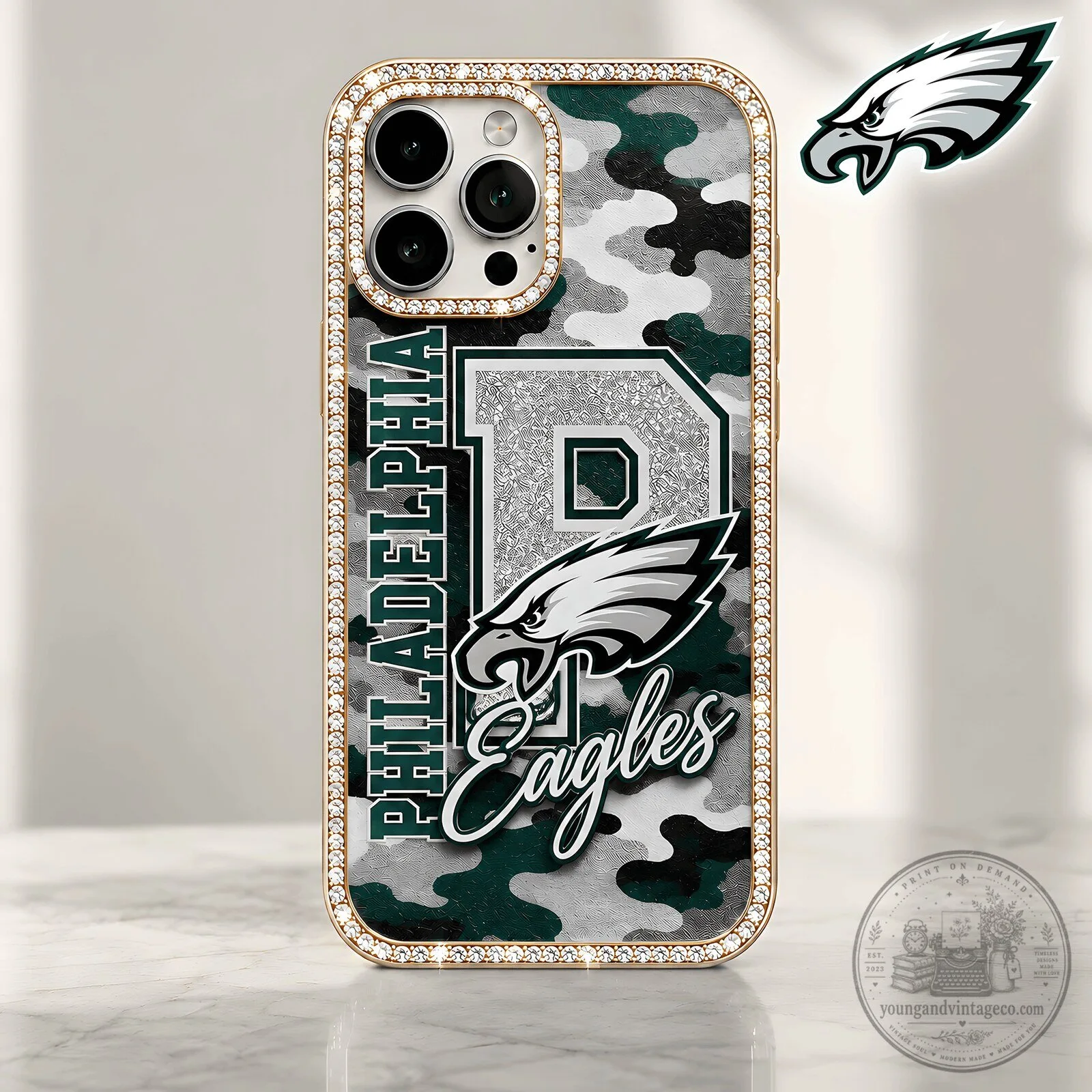 Philadelphia Eagles Football Team Camouflage Bling Phone Case