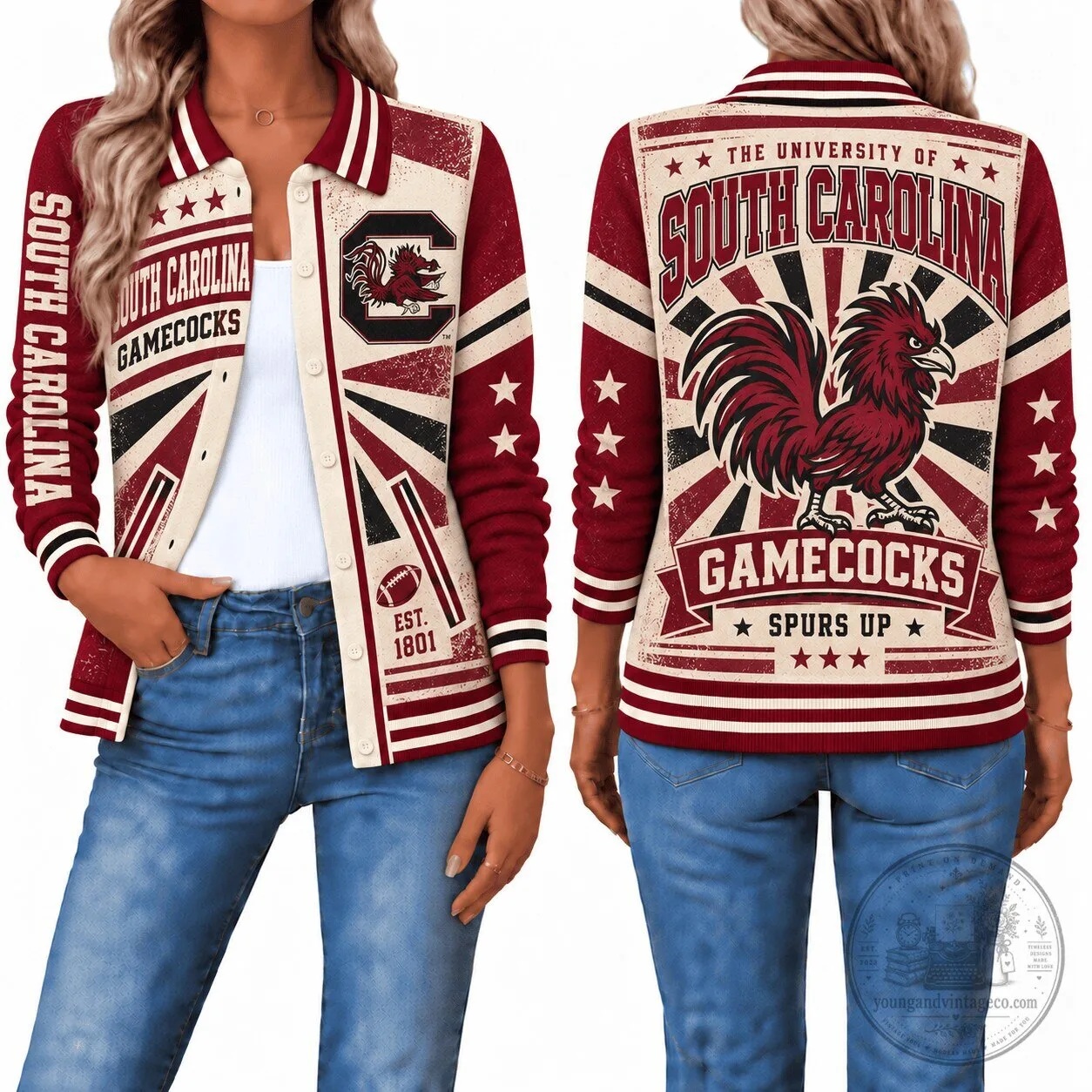 South Carolina Gamecocks Retro Varsity Jacket for Women, University of South Carolina